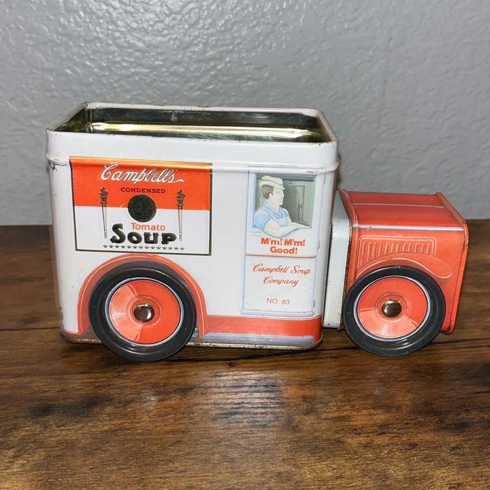 Campbells Soup Truck Recipe Tin w/ wheels ’94 Vtg